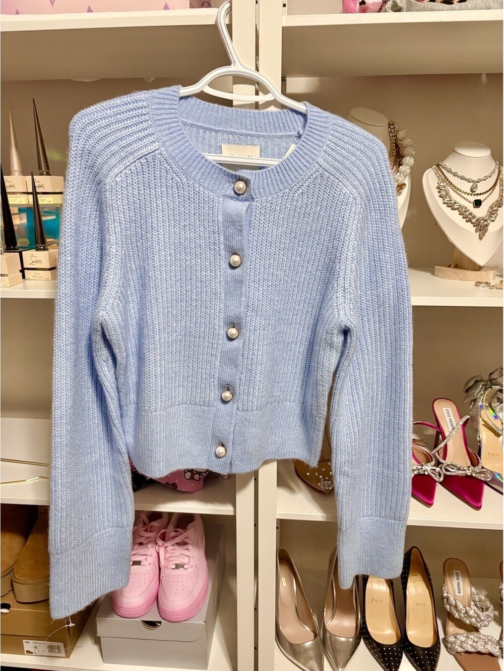 NWT Abercrombie Pearl Button Cardigan Blue Womens Size Small S